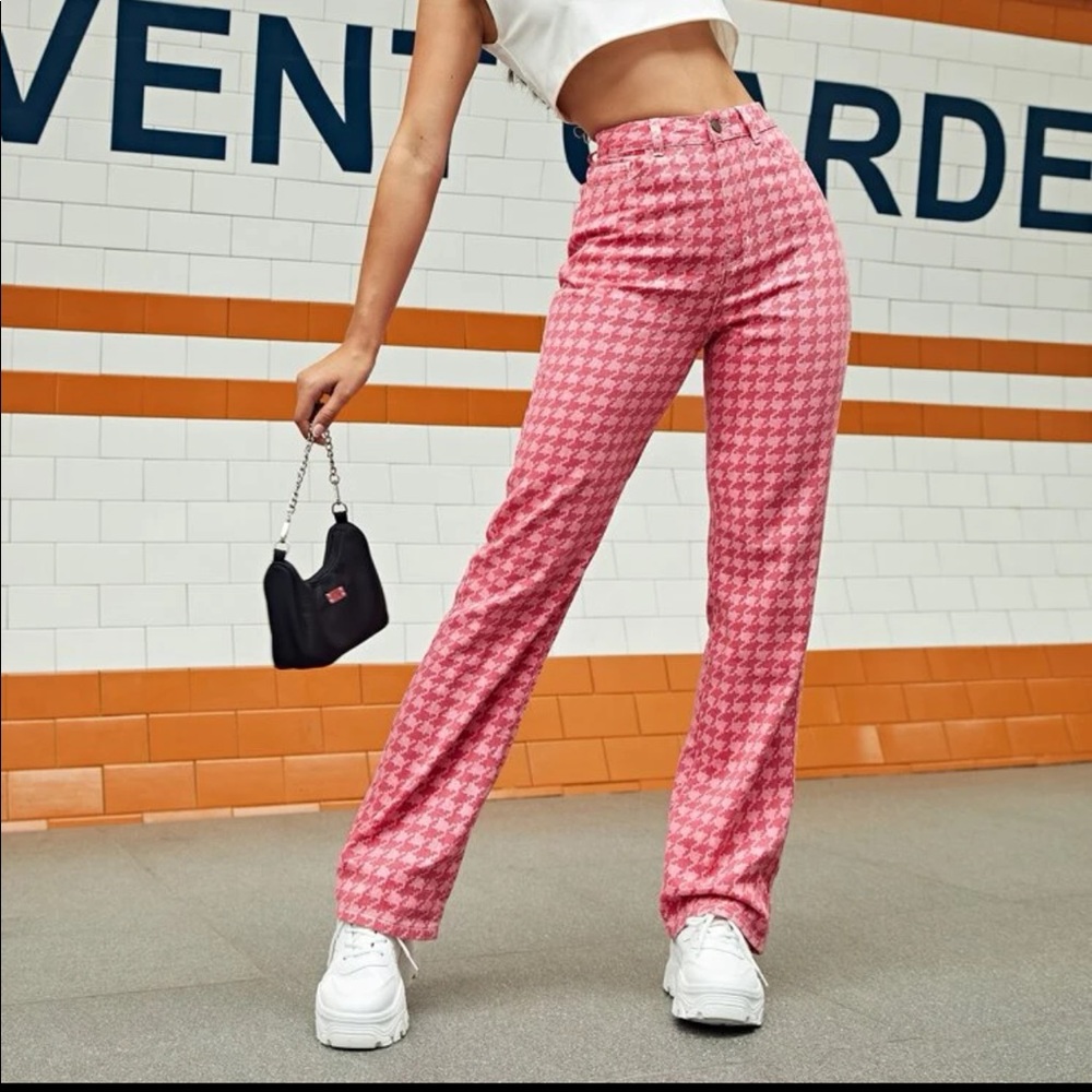 Pink Houndstooth Pants